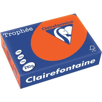 Afbeelding van Clairefontaine Trophée Intens, Gekleurd Papier, A4, 210 G, 250 Vel, Kardinaalrood Papier