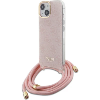 Afbeelding van Guess 4G Printed Crossbody Back Case Geschikt voor Apple iPhone 15 (6.1&quot;) Roze