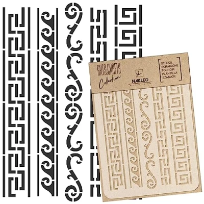 Afbeelding van NAKLEO Herbruikbare plastic sjabloon Griekse geometrische ornamenten Art Craft Patroon muurschildering Scrapbooking Houten meubelstof (21 x 30 cm)