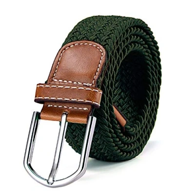 Afbeelding van Riem van rekbare stof, gevlochten, elastisch, voor dames en heren, lengte 100 cm tot 120 cm, Groen