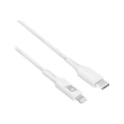 Image de ACT Câble Lightning 24 pin USB C mâle pour 2 m blindé blanc
