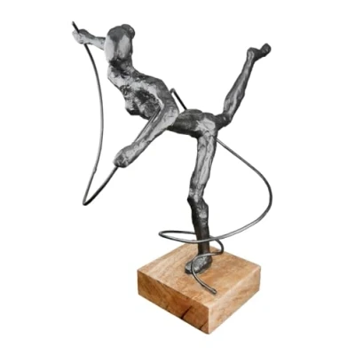 Afbeelding van Casablanca Dansende vrouw sculptuur, decoratieve figuur van aluminium en hout, kleur: donkergrijs antraciet, hoogte 30 cm