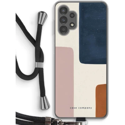 Afbeelding van Case Company® hoesje met Koord geschikt voor Samsung Galaxy A13 4G Geo #5 Telefoonhoesje Zwart Bescherming aan alle Kanten en Over de Schermrand