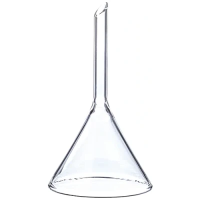Afbeelding van neoLab trechter van hittebestendig natronkalkglas en korte steel, 60 schuine glazen met 55 mm diameter greeplengte, kleine transparante chemische voor