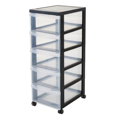 Afbeelding van Iris Ohyama Design Chest DC 005 Opbergmeubel op wielen, met 5 laden à 11 l, ergonomische handgrepen, kantoor, badkamer, woonkamer, zwart