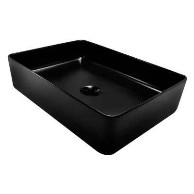 Afbeelding van Wiesbaden Link waskom rechthoekig 35x50x12 cm keramiek mat zwart