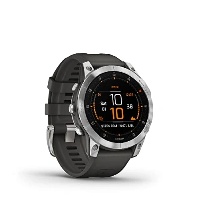 Image de Montre connectée Garmin Epix 2 Acier Silver avec bracelet silicone Gris