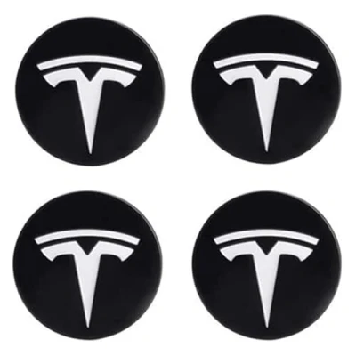 Afbeelding van SANSHAOS Set van 4 zelfklevende naafdoppen met logo voor Tesla Model 3 Y 56 mm, wit
