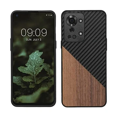 Afbeelding van kwmobile hoesje geschikt voor OnePlus Nord 2T 5G Backcover in donkerbruin / zwart Smartphonehoesje design