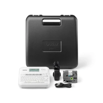 Image de Brother P Touch PT D410VP Étiqueteuse transfert thermique 18 mm de large 180 dpi jusqu&#039;à 20 mm/sec USB outil coupe impression par 5 lignes miroir verticale multicopie