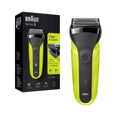 Image de Rasoir Homme Braun Série 3 300S Lames Flexibles Rechargeable et Sans Fil Film Lavable Vert