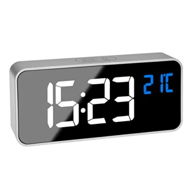 Afbeelding van TFA Dostmann 60.2032.54 Wekker Kwarts Zilver Alarmtijden 2 Groot display, Extra luid wekgeluid