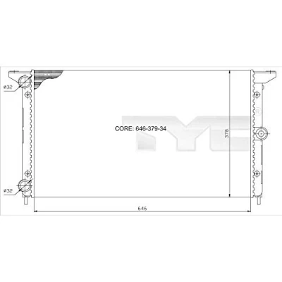Afbeelding van TYC 737 0014 Radiateur 646 378 34 Handgeschakeld Koelribben mechanisch gelast VOLKSWAGEN: Sharan I, SEAT: Alhambra I