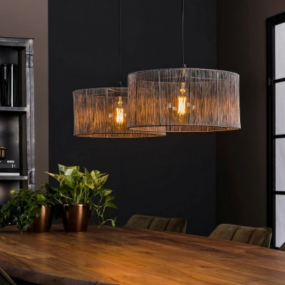 Afbeelding van Filip hanglamp 2L stringshade metaal zwart nikkel