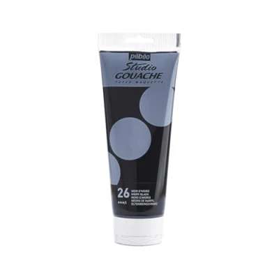 Afbeelding van Pébéo gouache kleur, 220 ml, tube fijne kwaliteit, ideaal voor studie, 1 van ivoorzwart