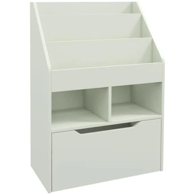 Afbeelding van HOMCOM Boekenkast met meerdere opbergruimtes, 3 planken, 2 nissen, grote lade, van hout, lichtgroen