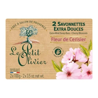 Afbeelding van Le Petit Olivier Zepen 2 extra zachte kersenbloesemzeep kersenbloesemzepen van elk 100 g