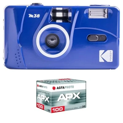 Afbeelding van Kodak Pack M38 Argentique + Pellicule 100 ASA Appareil Photo Rechargeable 35mm Blue, Objectif Grand Angle Fixe, Viseur optique , Flash Intégré APX 100, 36 poses