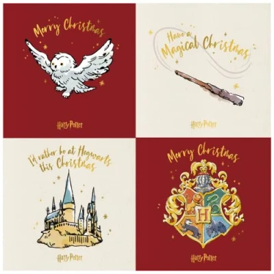 Afbeelding van Danilo Promotions HPXB1 Officiële Harry Potter kerstkaarten, 4 motieven, meerkleurig, 20 stuks