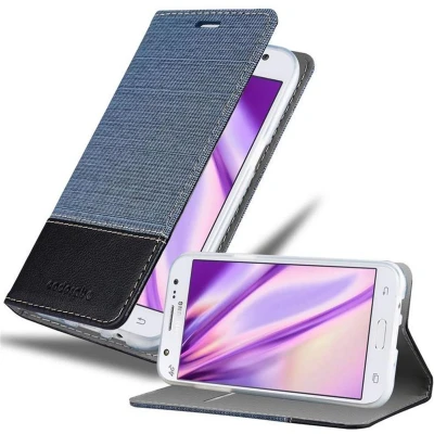 Afbeelding van Cadorabo Hoesje geschikt voor Samsung Galaxy J5 2015 in DONKERBLAUW ZWART Beschermhoes met magnetische sluiting, standfunctie en kaartvakje Book Case Cover Etui