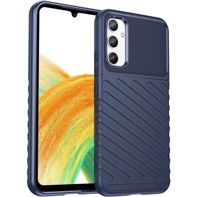 Afbeelding van iMoshion Hoesje Geschikt voor Samsung Galaxy A34 (5G) Siliconen Thunder Backcover Donkerblauw