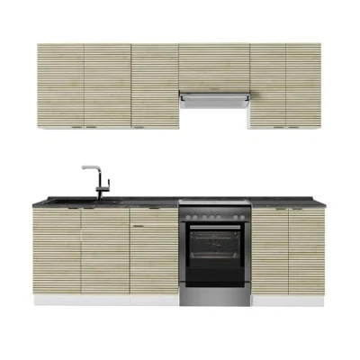 Afbeelding van Vicco Fame Line Complete keukeneenheid 240 cm , WB Antraciet Eiken paneel/wit