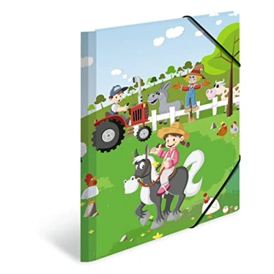 Afbeelding van HERMA 19824 Set van 3 A4 overhemden voor kinderen karton met binnendruk en elastiek, jongens meisjes
