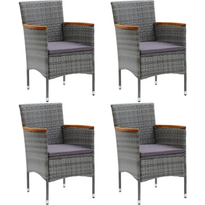 Afbeelding van Tuinstoelen 4 st poly rattan grijs