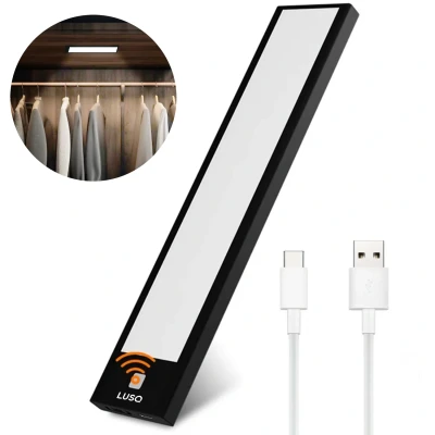 Afbeelding van LUSQ Slimme Draadloze LED Kastverlichting met Bewegingssensor Zwart 60 via USB oplaadbaar Verlichting sensor Dimbaar Draadloos