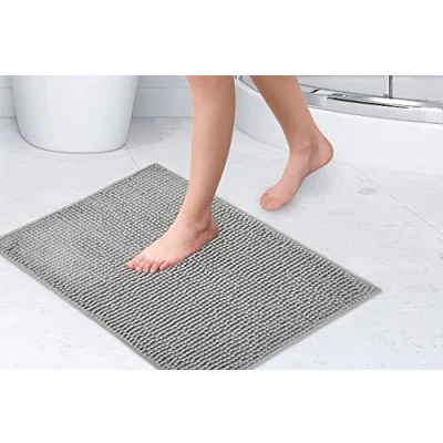 Afbeelding van Emma Barclay Noodle Badmat, antislip, zacht, zilverkleurig, 40 x 60 cm