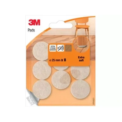 Afbeelding van 3m Beschermende Vloerpads, Uit Vilt, Diameter 25 Mm, Blister Van 8 Stuks Pads