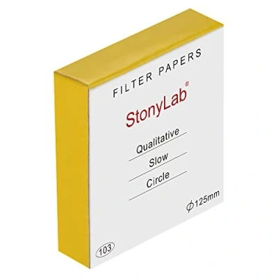 Afbeelding van stonylab Hoogwaardig filterpapier, 100 verpakkingen filterpapier van cellulose met langzame stroom deeltjesopname 10 micron, diameter 125 mm