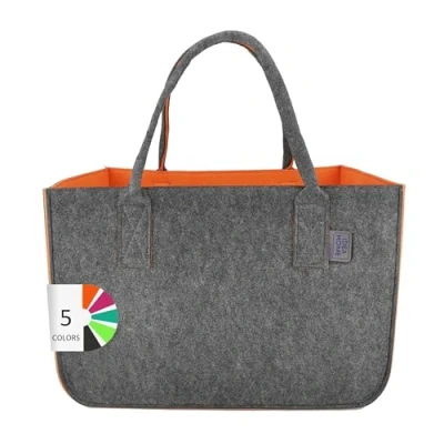 Afbeelding van LEVIATAN Filztas Shopper Groot 30 liter boodschappentas XXL inklappbaar inkaufskorb Kaminholzzak Kleiderkorb speelgoedtas donkergrijs/zwart, Oranje, XL, 1 stuk, Omvang van de levering: