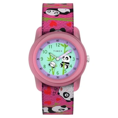 Image de Timex Time Machines Montre pour enfant 29 mm en tissu élastique, Panda rose., Enfants, décontractés