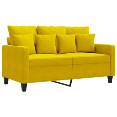 Image de vidaXL Canapé à 2 places Jaune 120 cm Velours359299