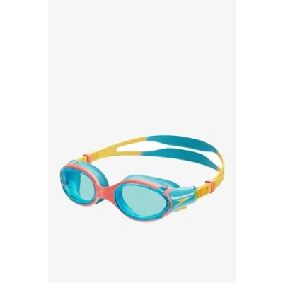 Image de Speedo Lunettes de natation unisexes Biofuse 2.0 pour jeunes Ajustement facile breveté Anti buée fuite amélioré Confort amélioré, plage corail/boulon/verres bleus, taille
