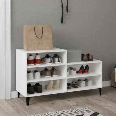 Afbeelding van Schoenenkast 102x36x60 cm bewerkt hout wit