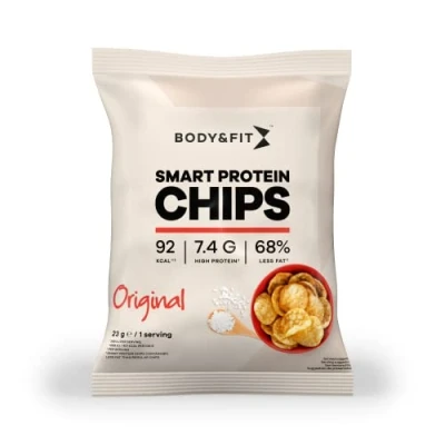 Image de Body &amp; Fit Smart Chips Moins de gras et glucides Riche en protéines 1 boîte (12 sachets) Original
