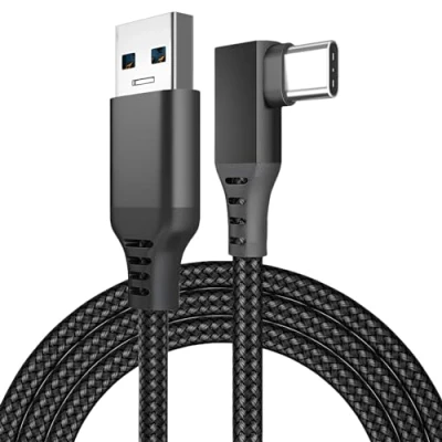 Afbeelding van MMOBIEL VR Link Kabel USB naar C Geschikt voor Meta Quest 3 / 2 Pro Pico 4 en PC Steam 90 Graden Type Nylon Gevlochten Headset Gaming 3m Zwart