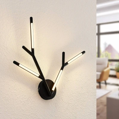 Afbeelding van Lucande Cuerno LED wandlamp in zwart wit