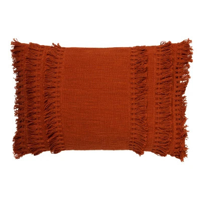 Afbeelding van Dutch Decor FARA Sierkussen 40x60 cm 100% katoen met franjes Potters Clay oranje