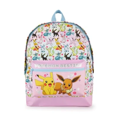 Afbeelding van Pokémon schoolrugzak met roze pailletten Eevee en Pikachu Besties Rugzak volledig bedrukt Schooltas verstelbare bandjes JCC Game Movie Cartoon Series Merchandising, Meerkleurig