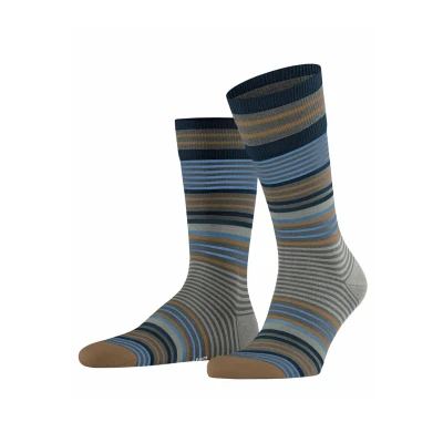 Afbeelding van Burlington Stripe Onesize Sokken Dark grey, Heren, Maat: 40/46, grey