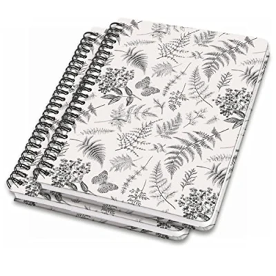 Afbeelding van SIGEL JN604 Basic Spiraal notitieboek, 16,2 x 21,5 cm, gestippeld, hardcover, bladpatroon, zwart/beige, 2 stuks Jolie