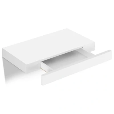 Afbeelding van WOLTU RG9344ws Wandrek met lade, zwevend rek van MDF, voor woonkamer, slaapkamer, hal, 40 x 5 25 cm, wit