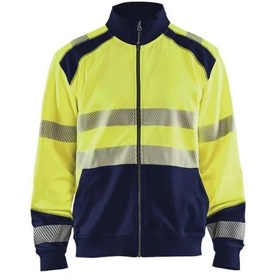 Image de Sweat zippé haute visibilité jaune fluorescent/marine
