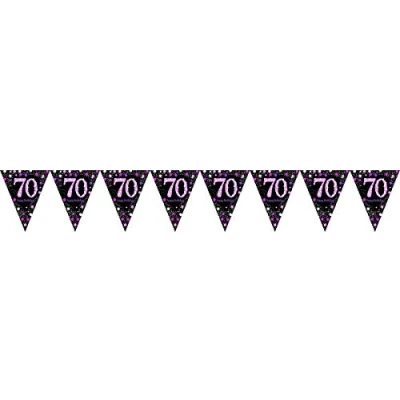 Image de Guirlande de Drapeaux 70 Noir Rose Étincelant 4 m par unité