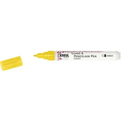 Afbeelding van Hobby Line Gele Porcelain Pen Glas en porseleinstift op waterbasis geschikt voor glas, porselein, metaal keramiek