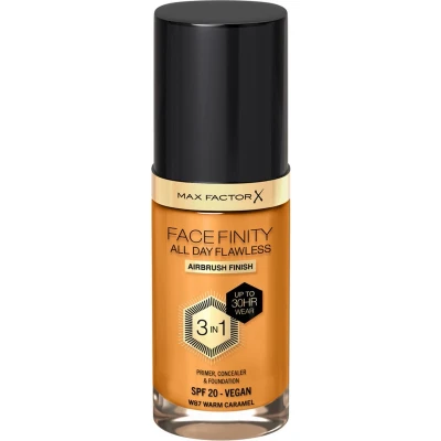Afbeelding van 1+1 gratis: Max Factor Facefinity All Day Flawless Foundation W87 Warm Caramel 34 ml