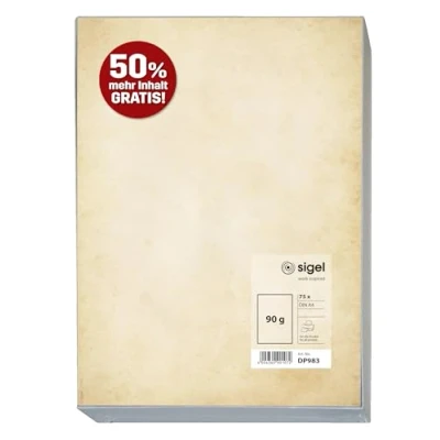 Afbeelding van Sigel DP983 Vintage Motiefpapier Set DIN A4 90 g/m² Beige 75 vellen